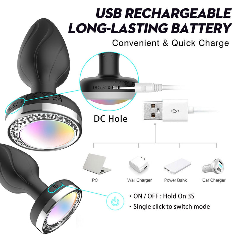 Vibrating Led Color Changing Anal plug with Remote  Anal Play 