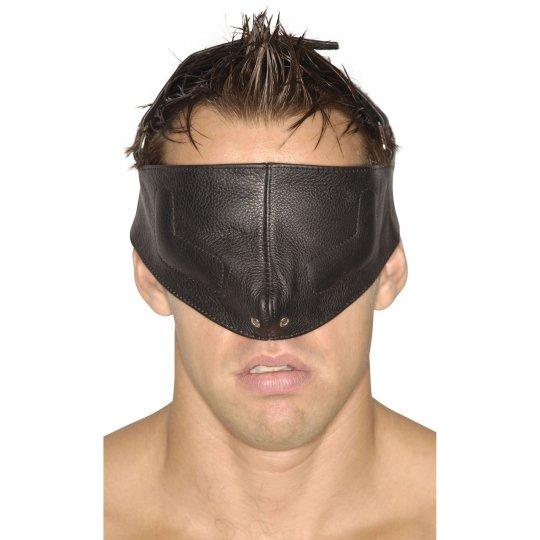 Kinky blindfold genuine leather mask