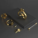 Golden Cock Cage with removable urethral sounding catheter