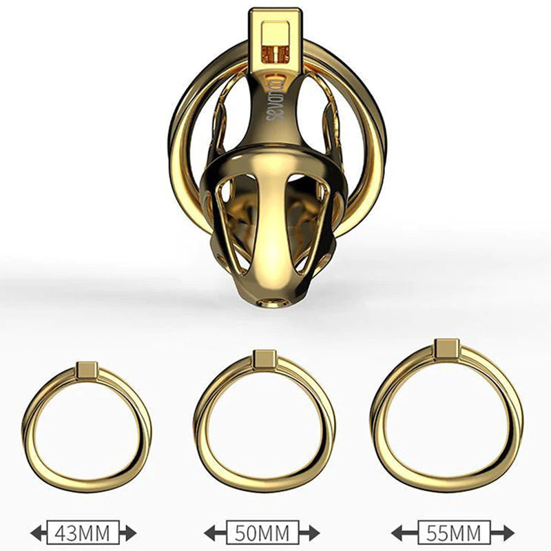 Golden Cock Cage with removable urethral sounding catheter
