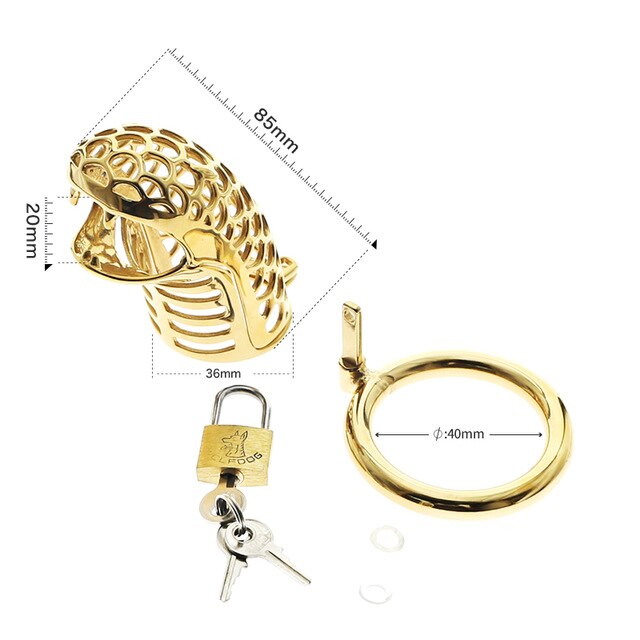 golden cobra chastity device cock cage 