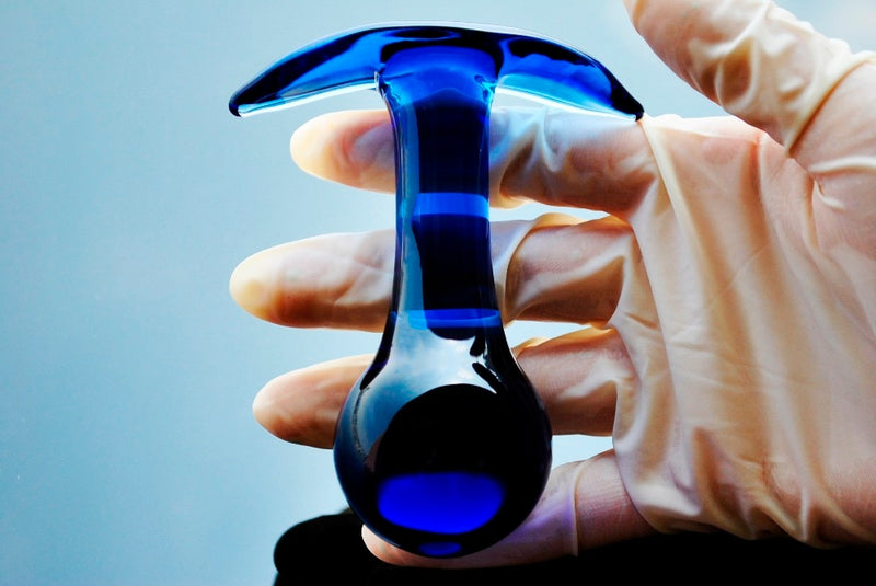 blue glass anal plug 