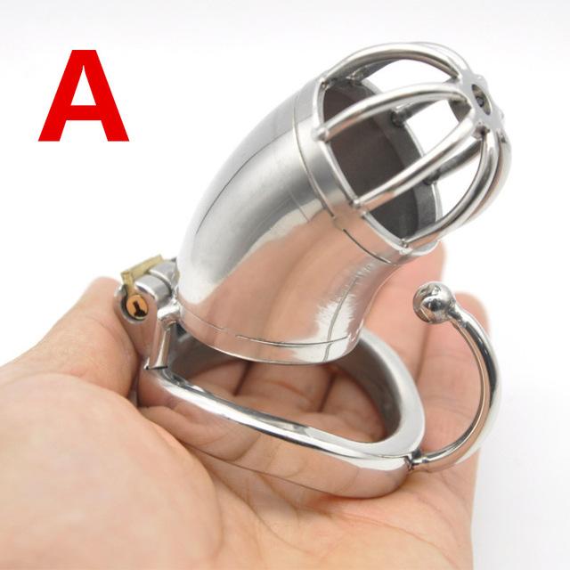 Stainless Steel Built In Lock Chastity Cage with Urethral Sound Catheter 9 Sizes