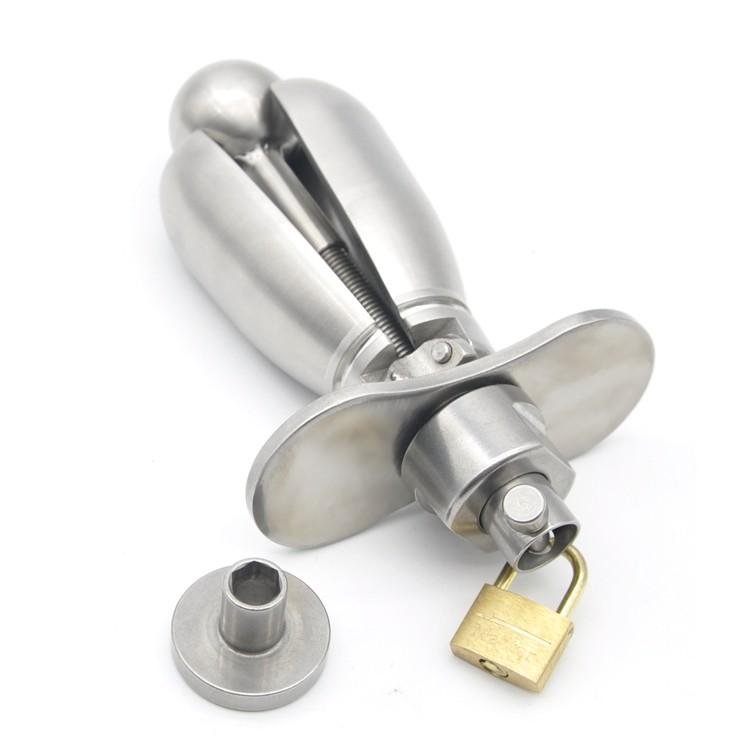 Cold Prison Stainless Steel Anal Dilator Lock Chastity Device