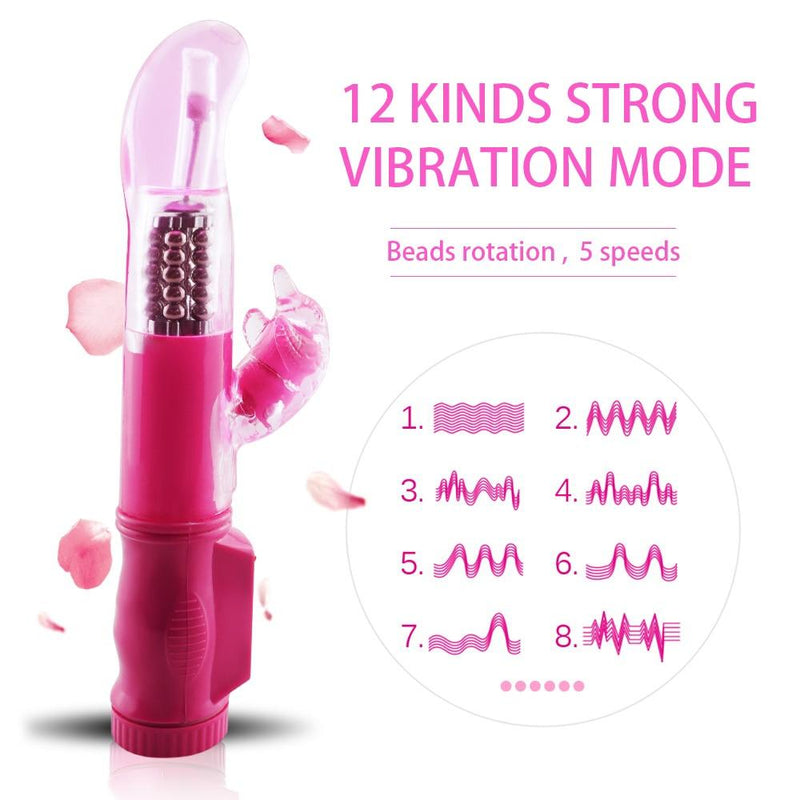 Rechargeable 12 Modes 360 Rotating Rabbit Vibrator Clitoris & G-Spot Stimulator