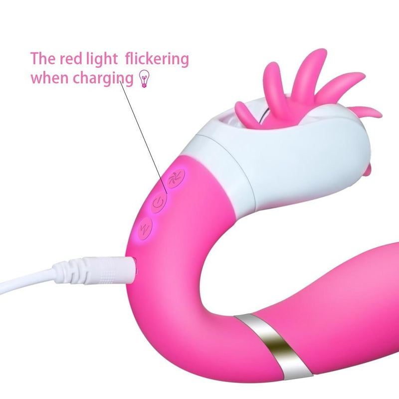 Double Action 12 Speed Vibrator and Clitoris Oral Sex Simulator