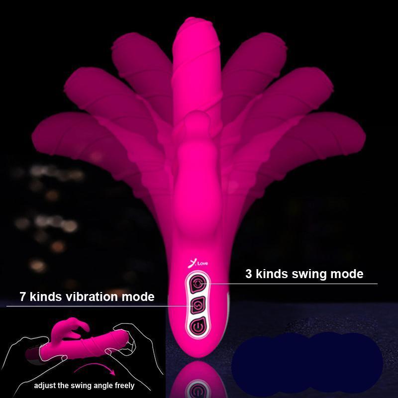 Dual Pleasure 360 Rotation & Vibration Rabbit Vibrator Clitoris Stimulator G-Spot
