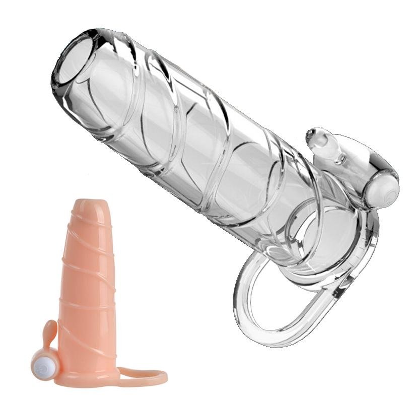 Silicone Penis Enlargement Vibrating Sleeve Multi Colors