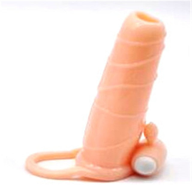 Silicone Penis Enlargement Vibrating Sleeve Multi Colors