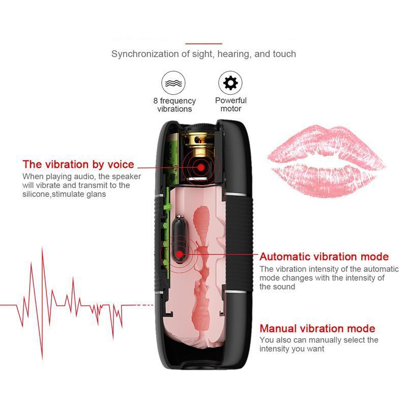 Discreet Bluetooth Speaker Realistic Pussy Male Masturbator with 10 Frequencies