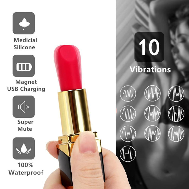 Omysky Super Discreet Silicone Lipstick Vibrator with Charged with 10 Modes