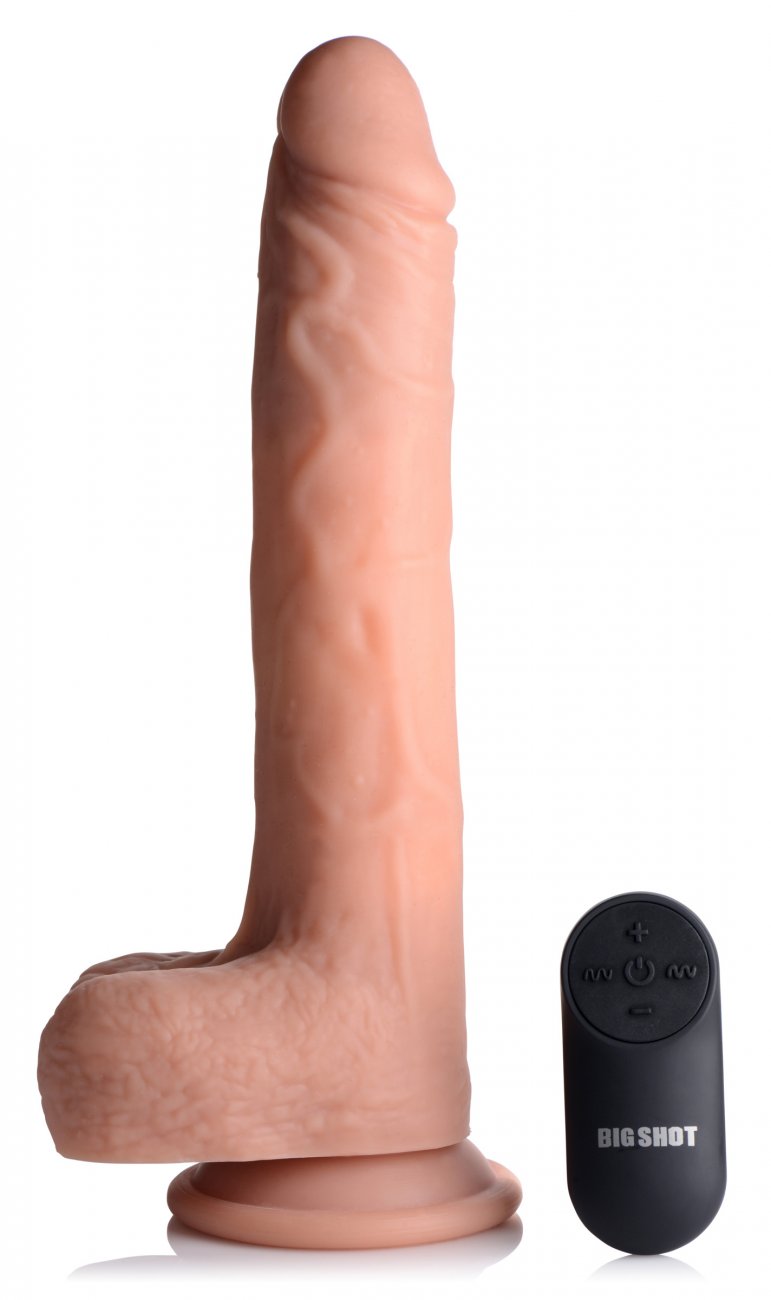 Realistic vibrating thrusting dildo 